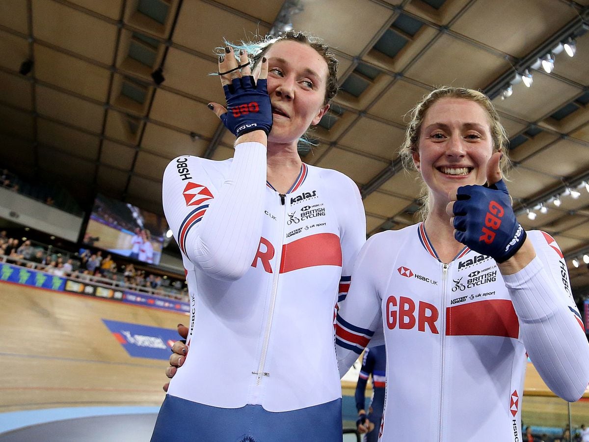 Katie Archibald (left) and Laura Kenny of Great Britain celebrate after winning the Women's Madison Final during day three of the Tissot UCI Track Cycling World Cup at Lee Valley VeloPark, London. PRESS ASSOCIATION Photo. Picture date: Sunday December 16, 2018. Photo credit should read: Steven Paston/PA Wire.