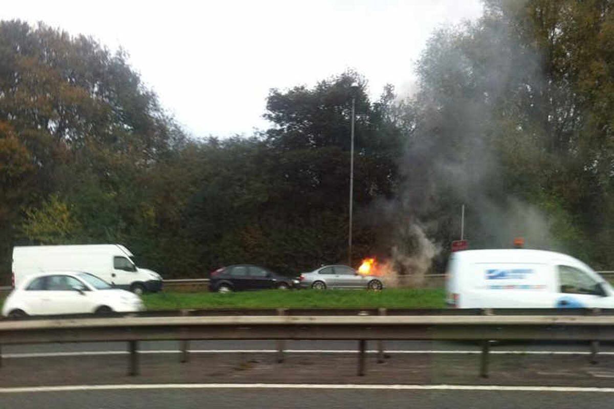 Delays on M5 after car fire