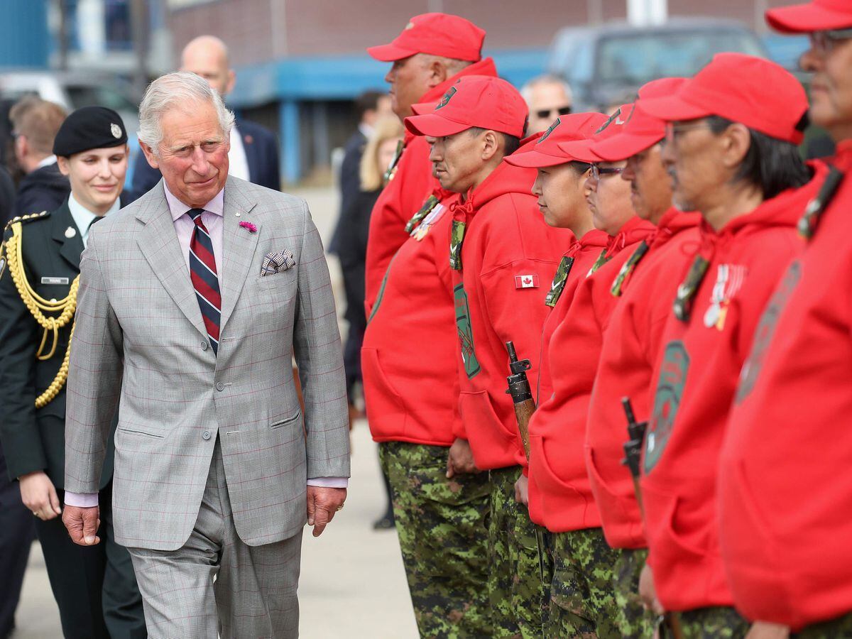 The Prince of Wales reviews Canadian Rangers during an official welcome ceremony at Nunavut Legislative Assembly in Iqaluit, the capital city of the Canadian territory of Nunavut, at the start of their visit to Canada.