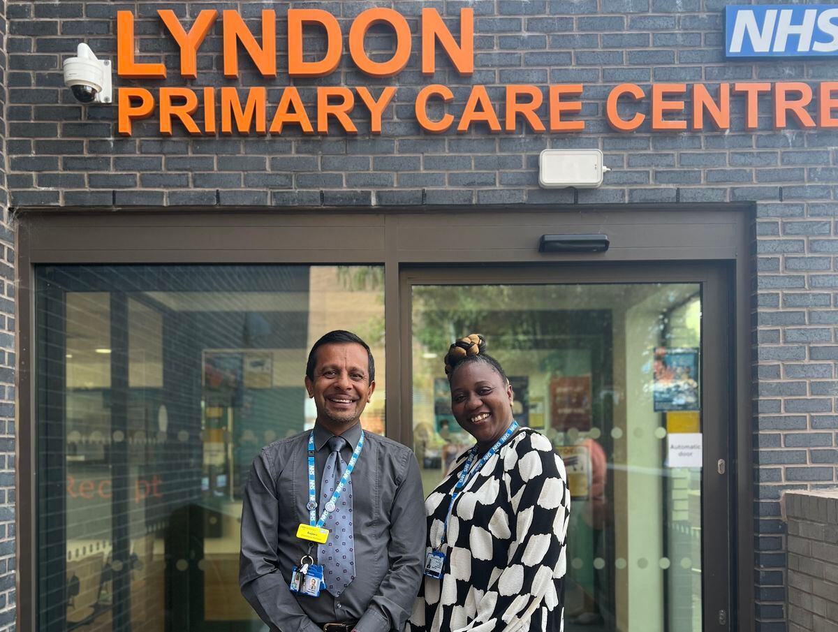 Hyacinth with Rajeev at Lyndon Primary Care Centre