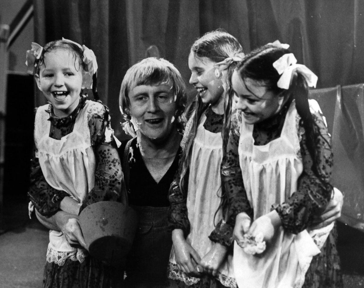 Walsall Academy of Dance girls with Chris Tarrant on Tiswas.