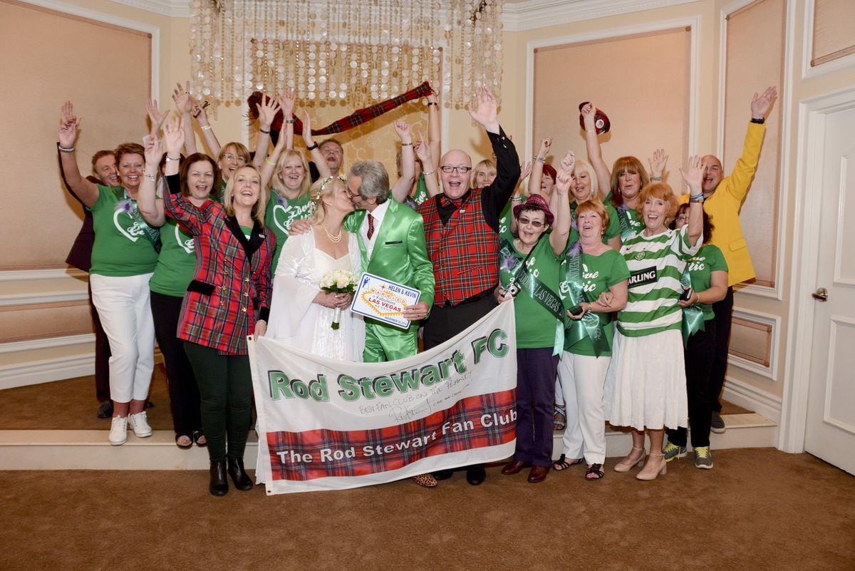 The couple celebrated their wedding with members of their UK-based Rod Stewart fan club. Photo: Hansons