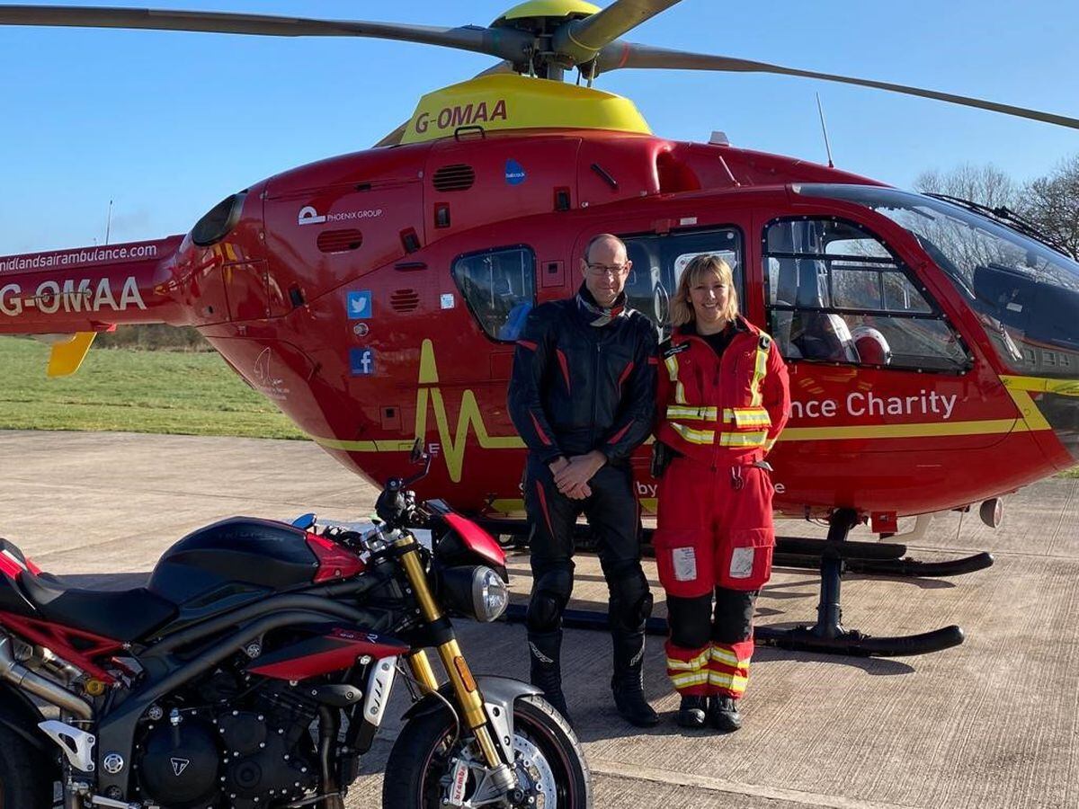 From left, Neil Lloyd, MD of FBC Manby Bowdler, who is running the Boston Marathon for the Midlands Air Ambulance Charity, and MAA critical care paramedic Kerry Penn-Ashman