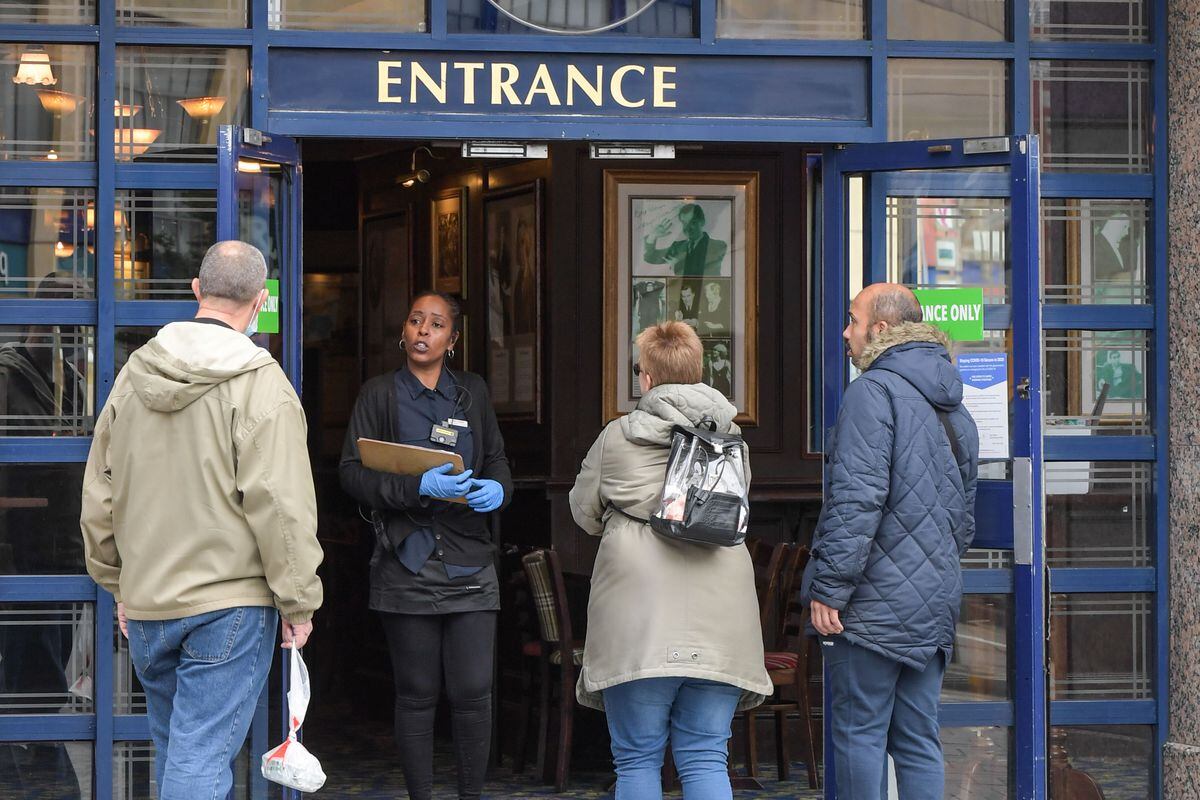 Waiting to get into the Square Peg Wetherspoons in Birmingham city centre. Photo: SnapperSK