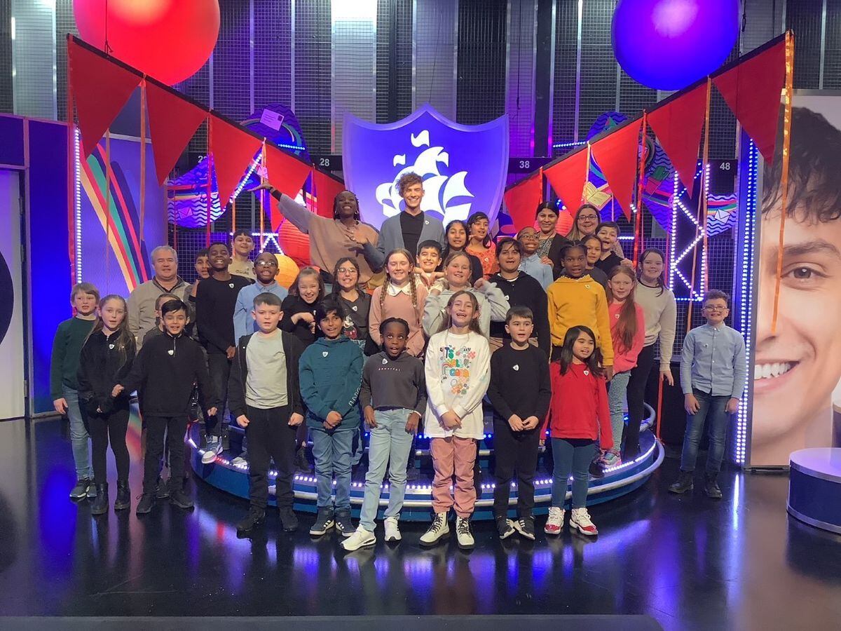 Youngsters from St Joseph's Catholic Primary School in the BBC Blue Peter studio