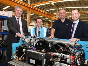 Stuart Hateley (Grayson Thermal Systems), Andy Street (Mayor of the West Midlands), Ian Hateley and Matthew Hateley (both Grayson Thermal Systems