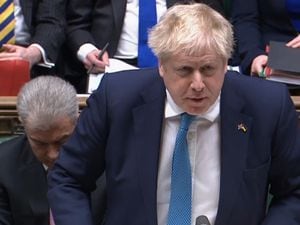 Prime Minister Boris Johnson speaks during Prime Minister's Question