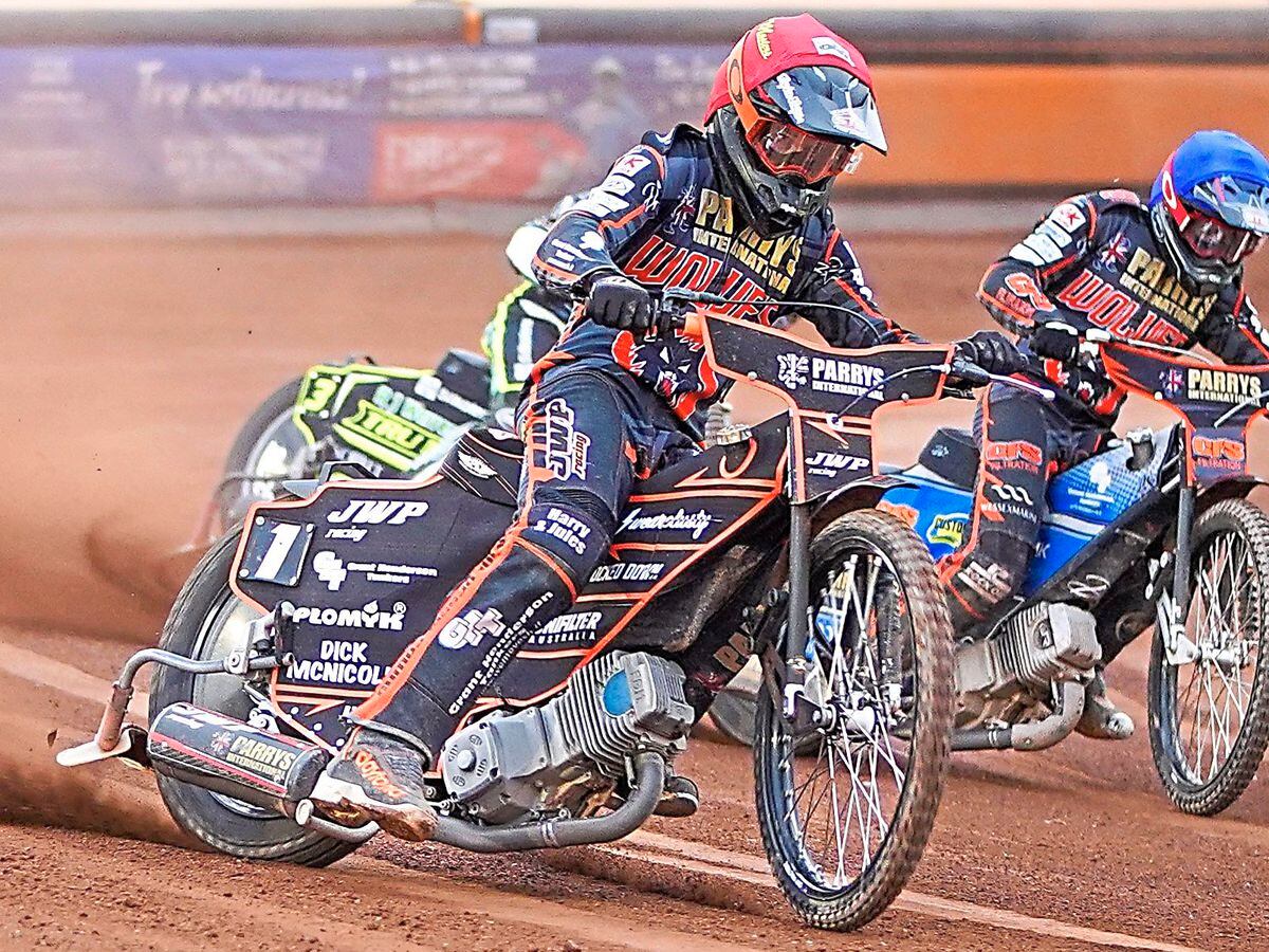 Sam Masters leads the way for Wolves in their home victory over Ipswich Witches        Picture: Steve Feeney