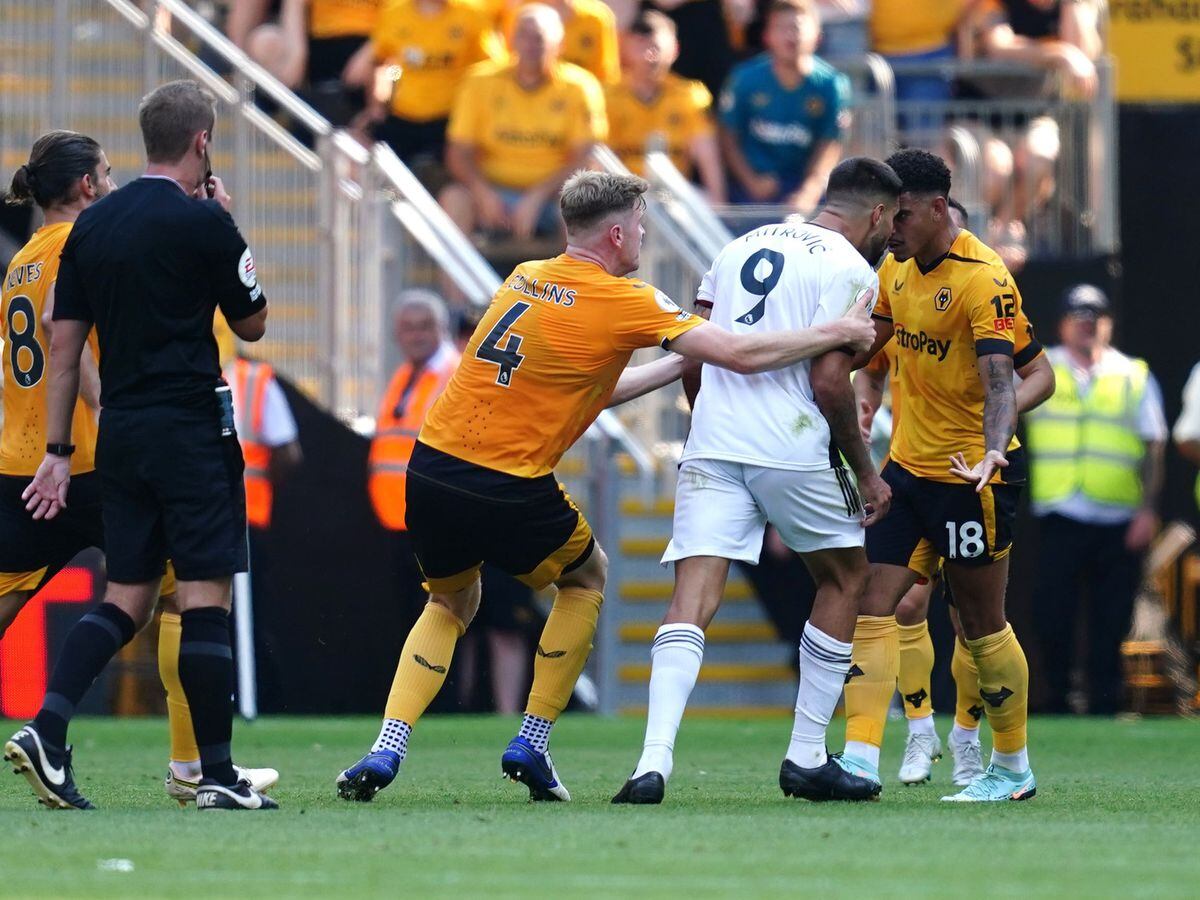 Wolves’ Morgan Gibbs-White, right, and Aleksandar Mitrovic clashed in Saturday's goalless stalemate at Molineux