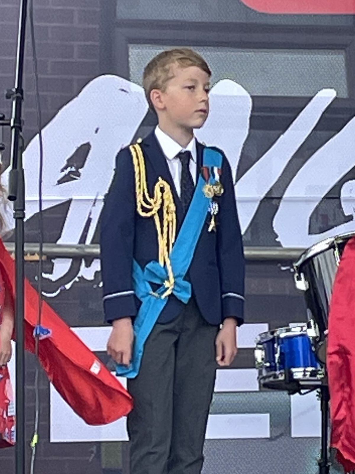 Joshua Garland, age 8, who took party in Wombourne Parish Council's concert on Friday. He dressed up and took to the stage as Prince William.