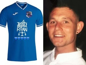 The new Wrens Nest away kit featuring the Justice For Ryan logo. Right: Ryan Passey.