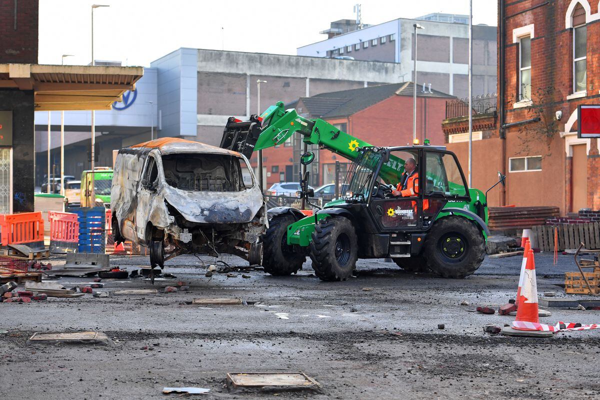 This burnt out van made up part of the set for This Town, the new BBC series from Peaky Blinders creator Steven Knight