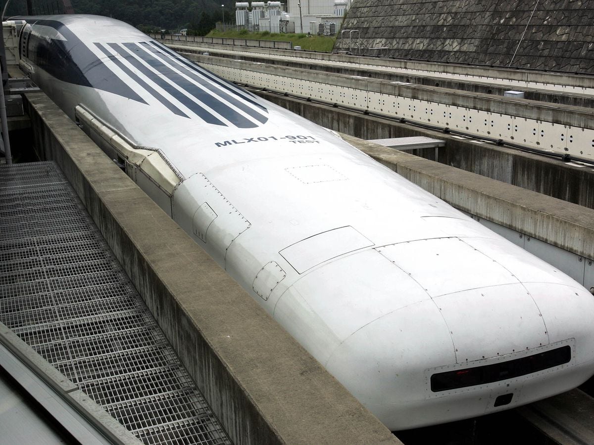 A Maglev train which is levitated and propelled by magnetic forces
