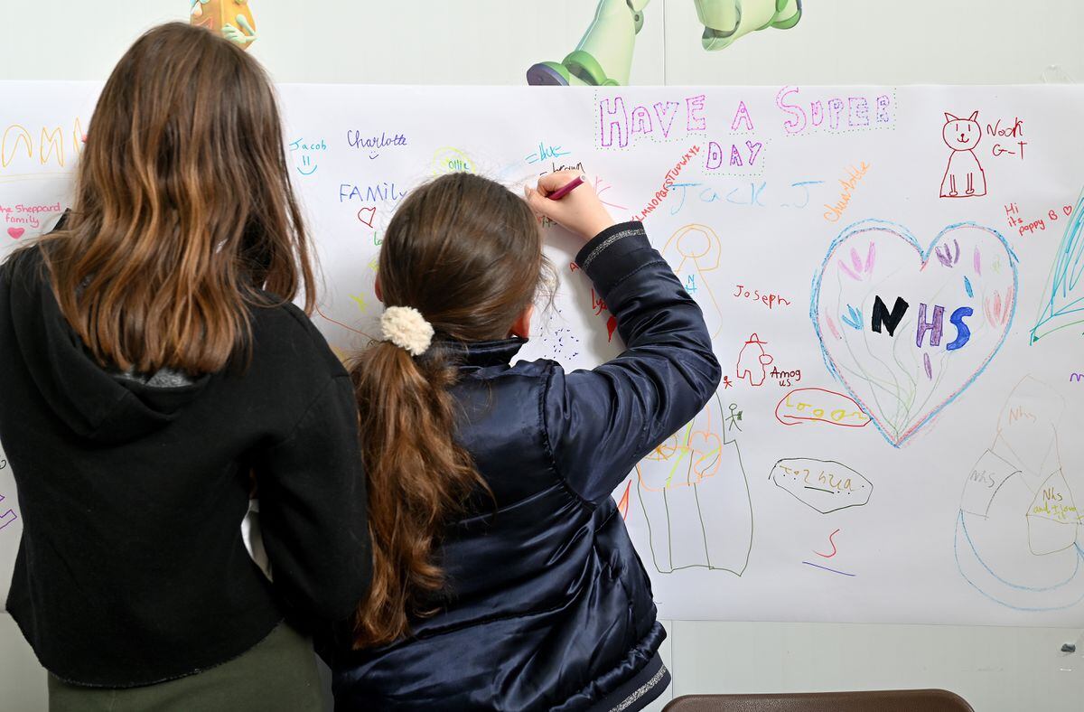 The drawing wall is one of many ways the centre has been helping children to relax before their vaccinations