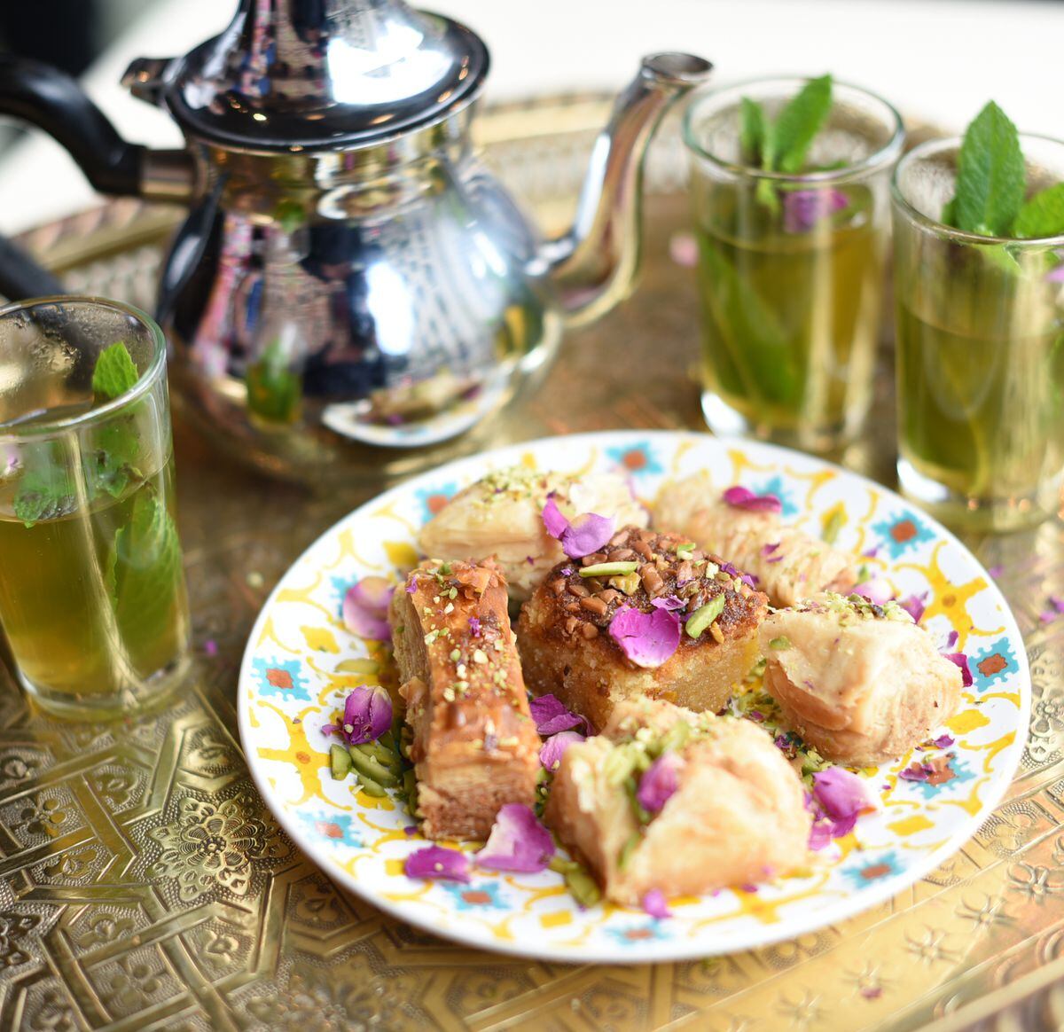 Time for tea –  fresh mint tea with baklava 