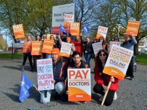 Junior doctors from New Cross hospital in Wolverhampton pictured at the picket line