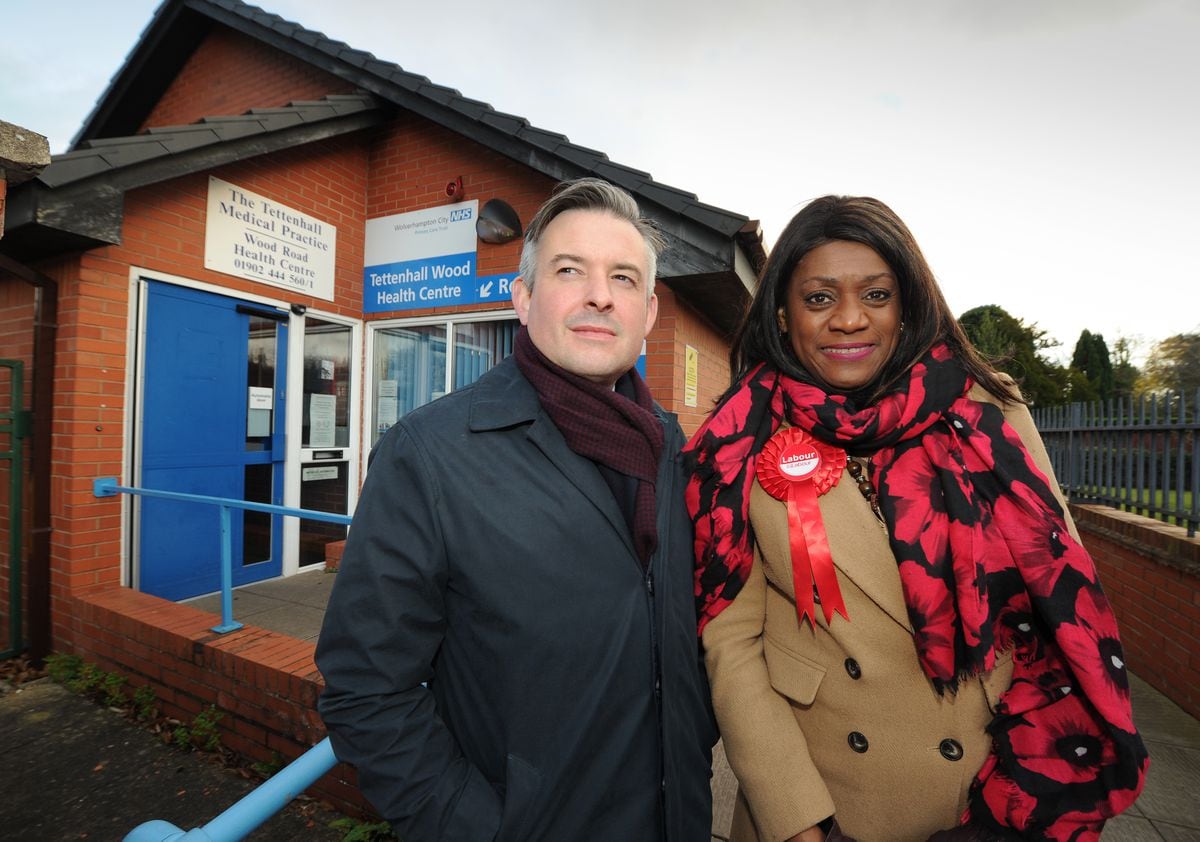 Eleanor Smith with shadow health secretary Jon Ashworth at Wood Road Health Centre, which Ms Smith has campaigned to keep open