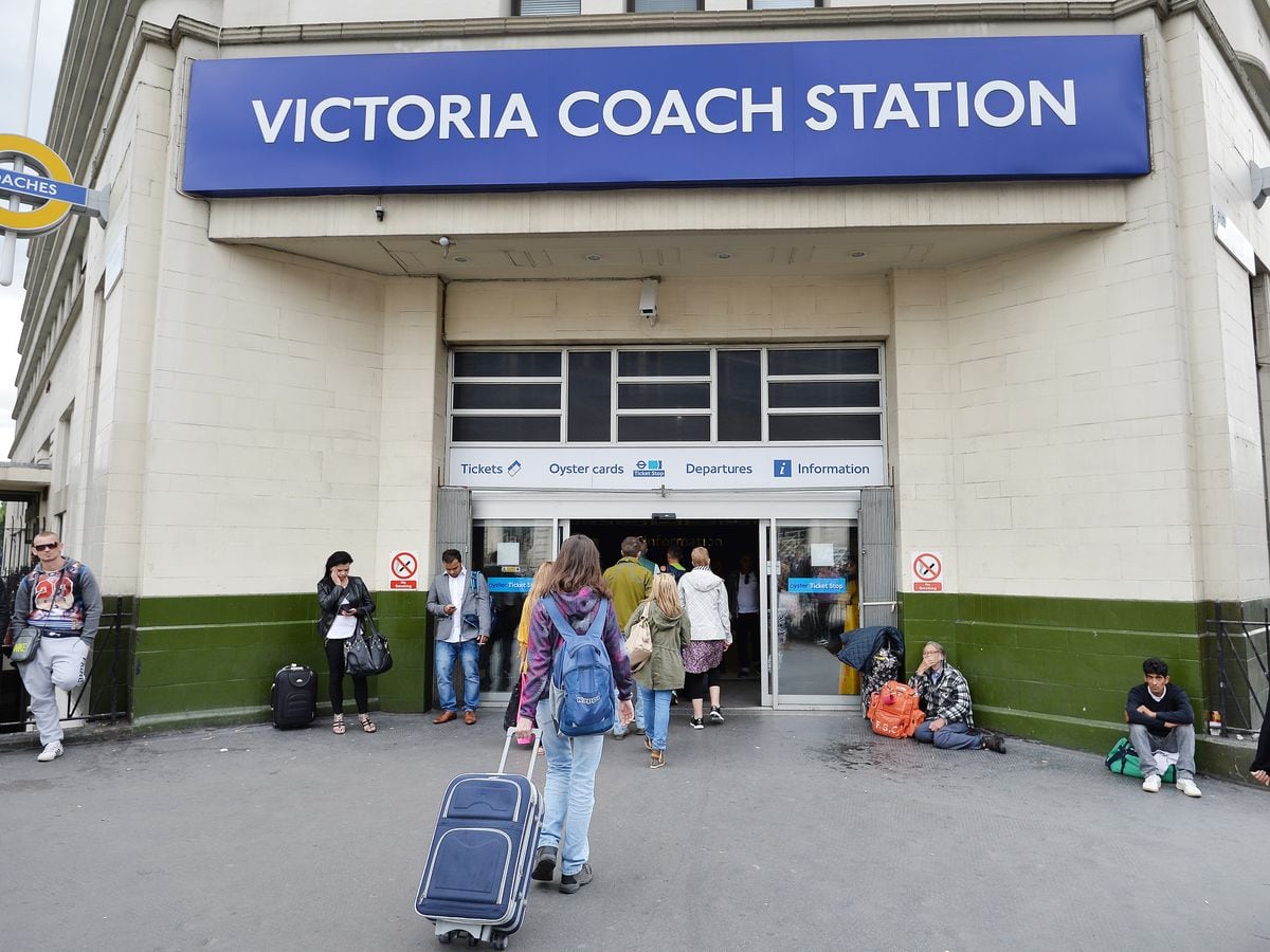 The main entrance to Victoria Coach Station in central London