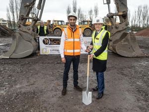 Mayank Gupta, left, managing director of Drywall Steel Sections, and Andy Street, Mayor of the West Midlands, on site at the firm's new factory in Wolverhampton 