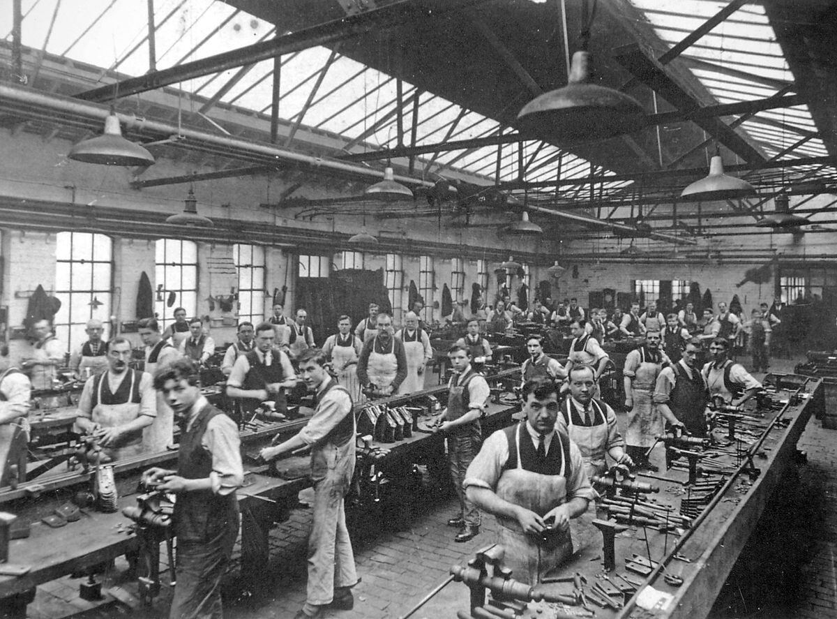 Employees hard at work at Josiah Parkes in 1928