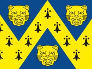 Shropshire's county flag. Image: Hogweard - Own work, CC BY-SA 3.0, https://commons.wikimedia.org/w/index.php?curid=19794934