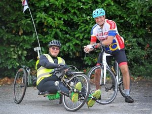 Andrew Moult and Simon Woodward are doing a month 500 cycling challenge to raise funds for Motor Neurone Disease (MND) in memory of Ken Whittingham, who ran the deaf centre in Walsall
