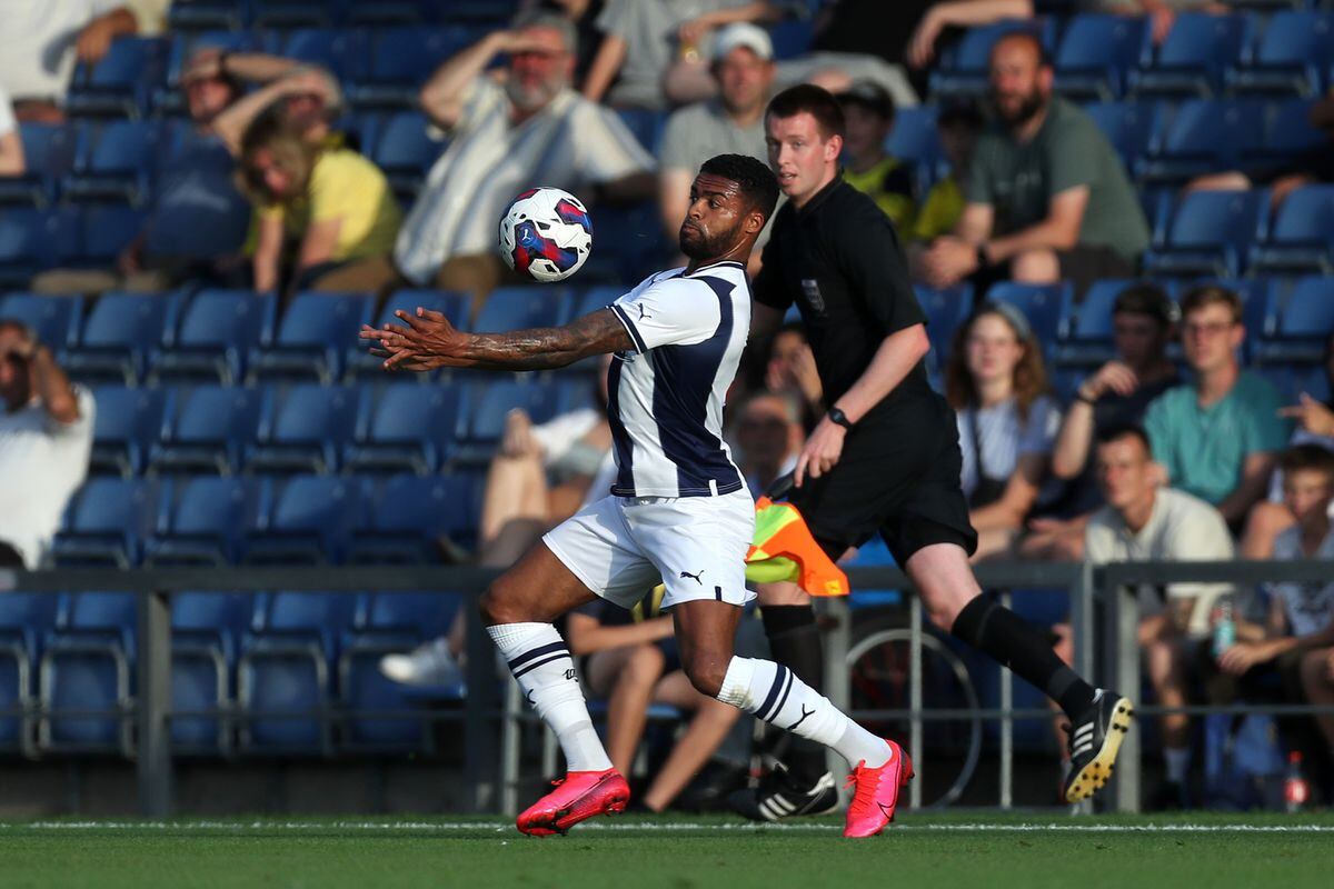 Darnell Furlong of West Bromwich Albion at Kassam Stadium on July 19, 2022 in Oxford, England. (Photo by Adam Fradgley/West Bromwich Albion FC via Getty Images).