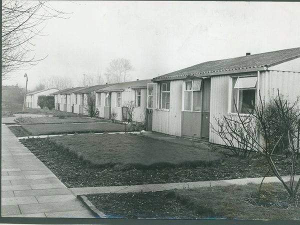 Prefabs in Henwood Road, Compton, pictured in March 1966