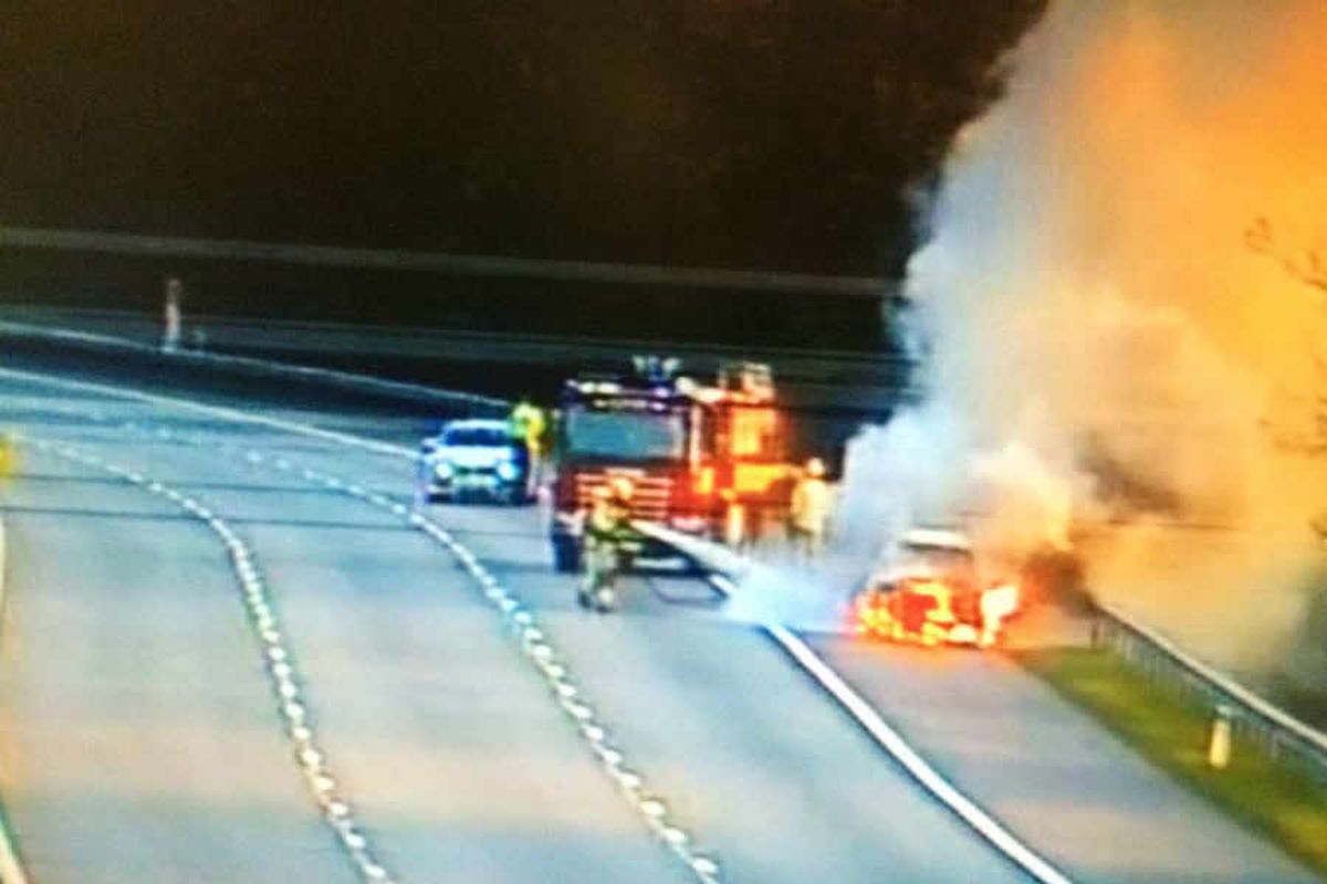 Car fire causes tailbacks on the M6 near Stafford