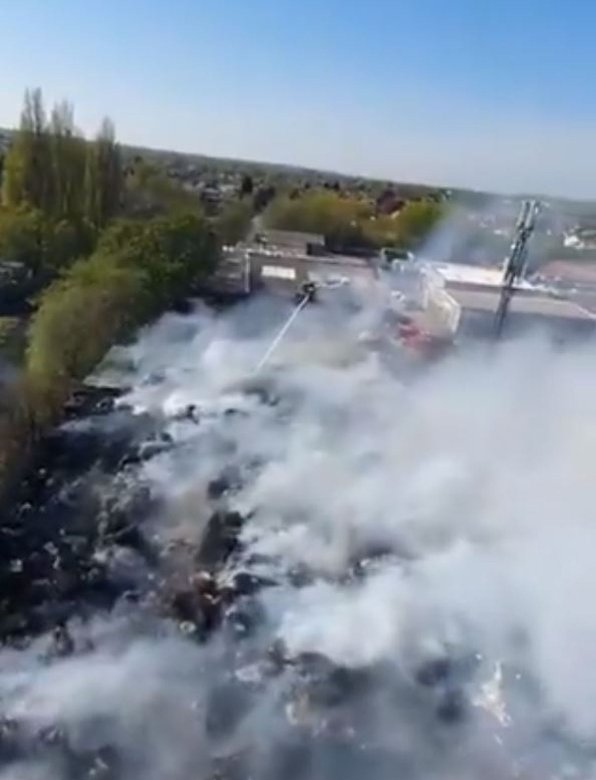 West Midlands Fire Service drone footage from above the blaze