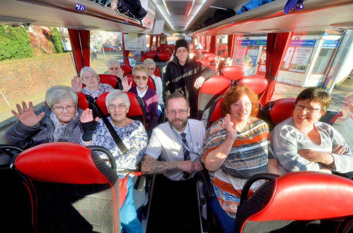 Joy Summerfield from Willenhall, Pat Haddon from Short Heath, Jean Gibbs from Pelsall and Belinda Wright from Bradmore prepare to travel in comfort