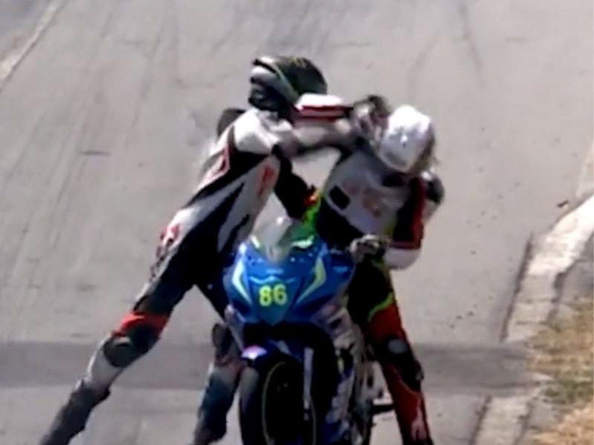Watch: Motorcyclists fight mid-race after one leaps on to the other’s ...