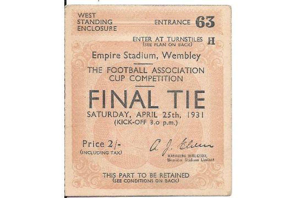 Ticket from the 1931 FA Cup Final Birmingham v West Bromwich Albion