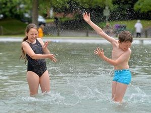 Bethan and Iestyn Lewis enjoy a splash in Tettenhall Pool while in the area visiting family