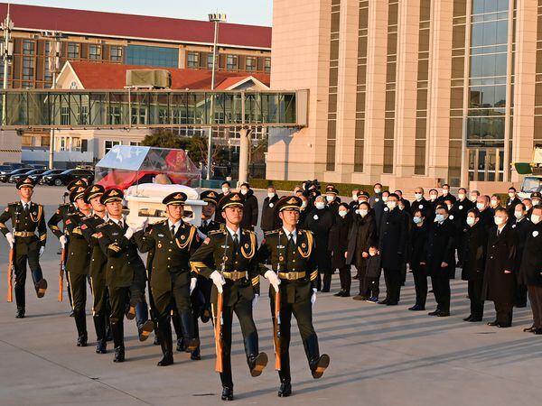 Chinese leaders led by President Xi Jinping receive the body of former leader Jiang Zemin