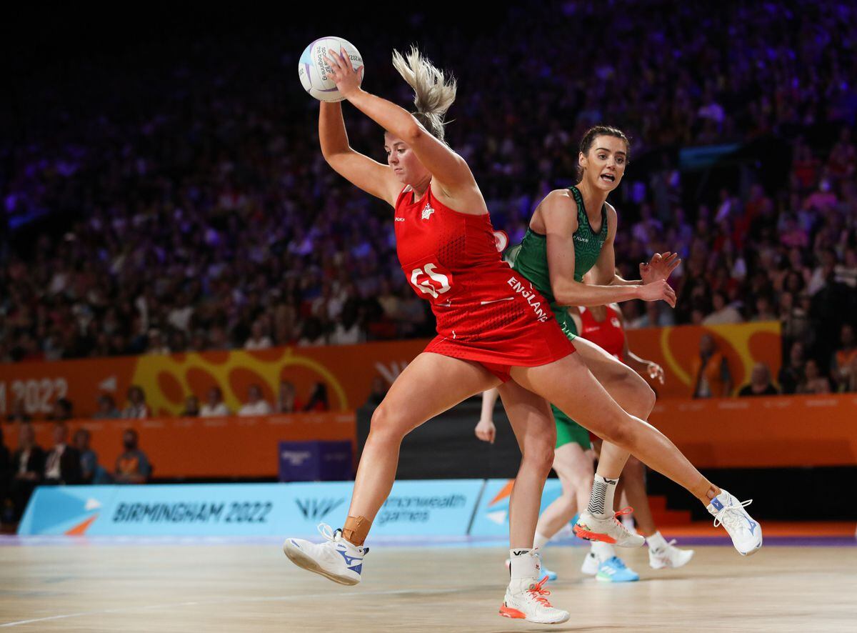 England's Eleanor Cradwell in action against Northern Ireland at The NEC on day four of the 2022 Commonwealth Games in Birmingham. Photo: Isaac Parkin/PA Wire