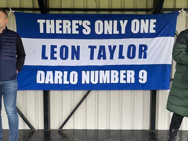 The banner made in memory of Leon Taylor