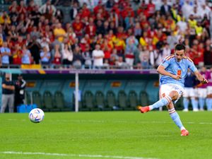 Spain's Pablo Sarabia misses his side's first penalty during the penalty shoot out of the FIFA World Cup Round of Sixteen match at the Education City Stadium in Al-Rayyan, Qatar. Picture date: Tuesday December 6, 2022.