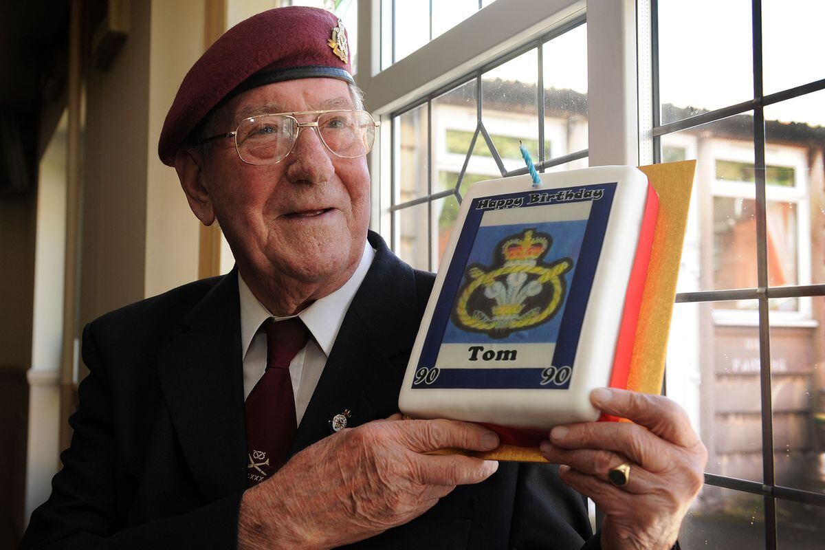 Tom Brewin celebrating his 90th birthday with fellow members of Wolverhampton Parachute Regiment Association at The Royal British Legion Club in Church Road, Willenhall 