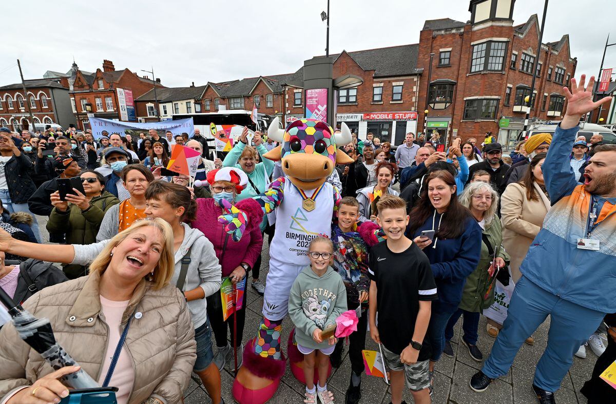 Perry the Bull leads the celebrations in Oldbury