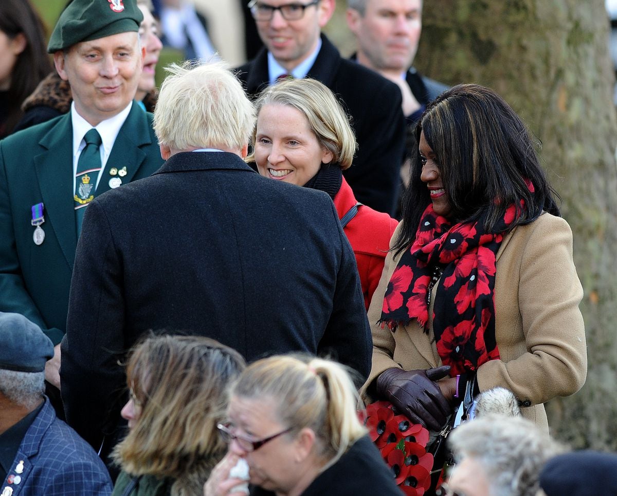 City MPs Emma Reynolds and Eleanor Smith with the Prime Minister at the Armistice Service in Wolverhampton