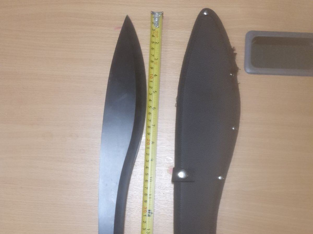 The machete found on the suspect
