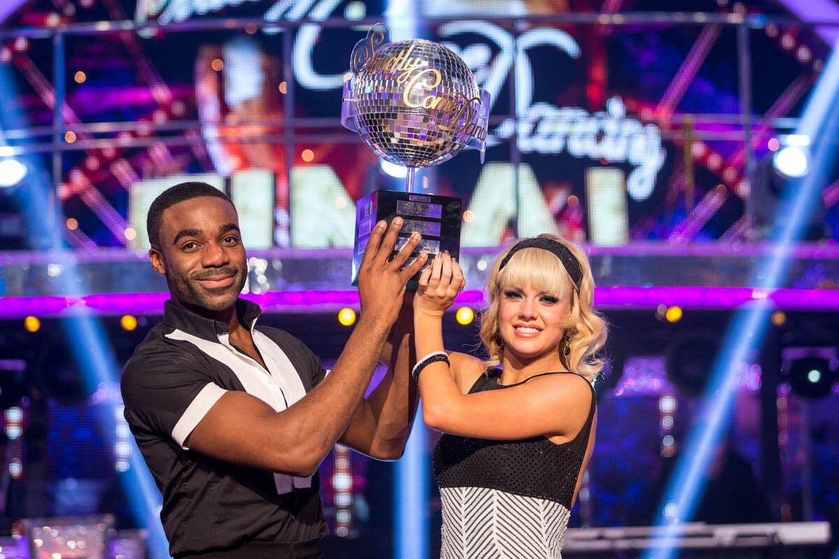 Joanne Clifton and Ore Oduba with the glitterball trophy after they won the final of Strictly Come Dancing in 2016