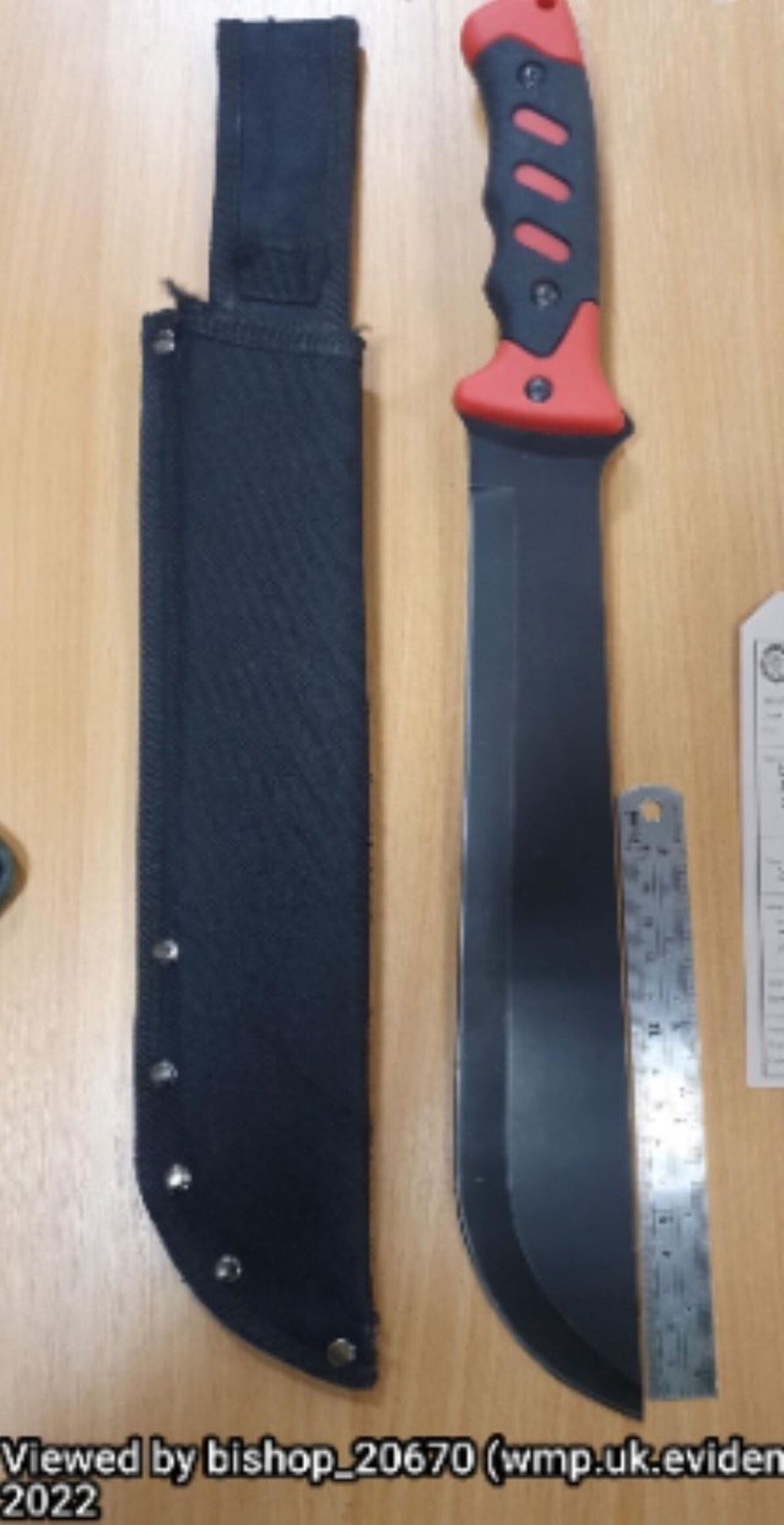A machete was recovered 