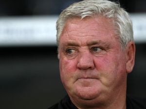 Steve Bruce of West Bromwich Albion during the Carabao Cup Second Round match between Derby County and West Bromwich Albion at Pride Park Stadium on August 23, 2022 in Derby, England. (Photo by Adam Fradgley/West Bromwich Albion FC via Getty Images).