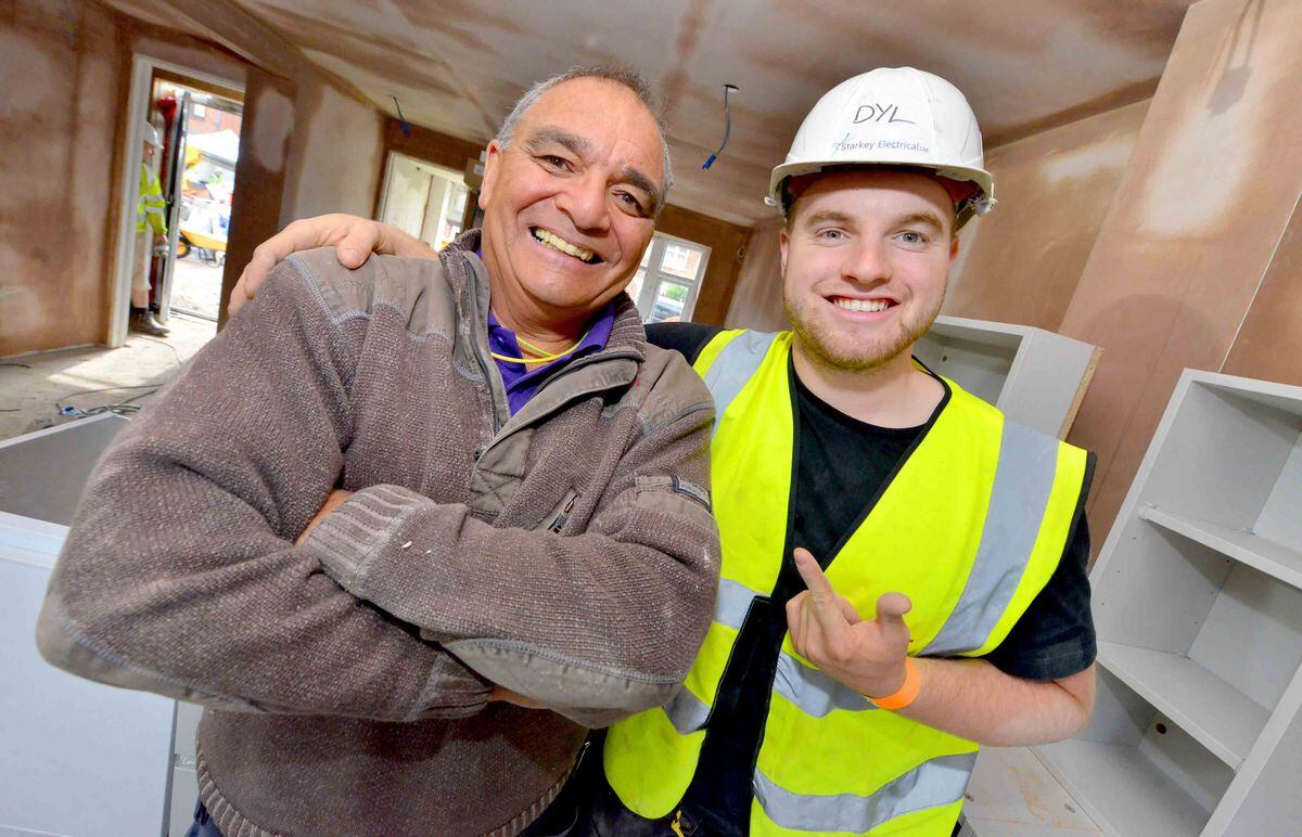 Billy Byrne from DIY SOS with Dylan Welch, of Aldridge, from Starkey Electrical