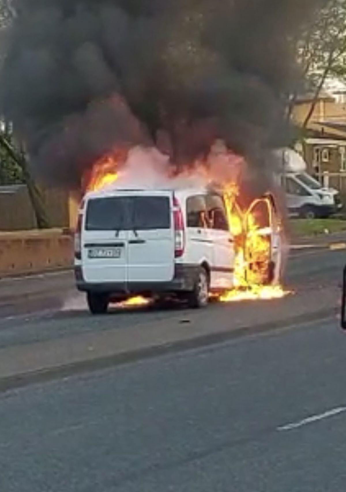 The van on fire on Friday evening in Oldbury. Photo: Dean Dandy