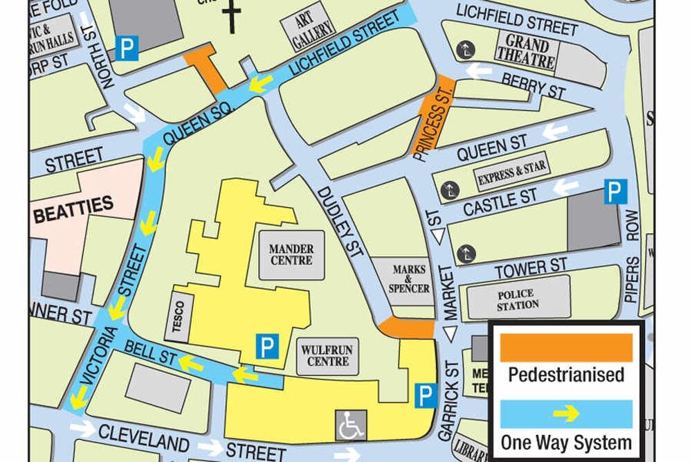 map of wolverhampton city centre 5m Roads Shake Up For Wolverhampton City Centre Express Star map of wolverhampton city centre