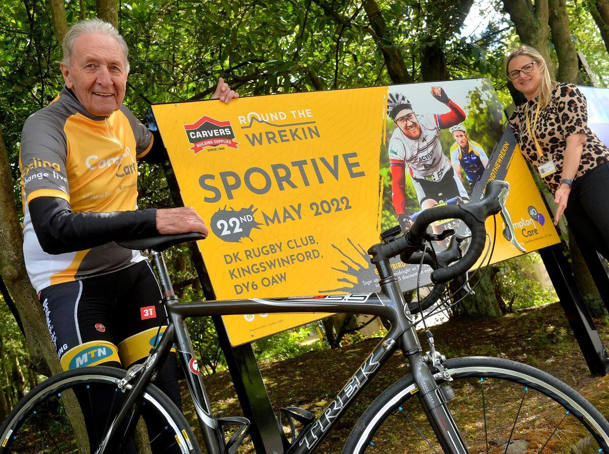 Hugh Porter is pictured with Compton Care's Emily Thompson plugging the Round the Wrekin cycle ride