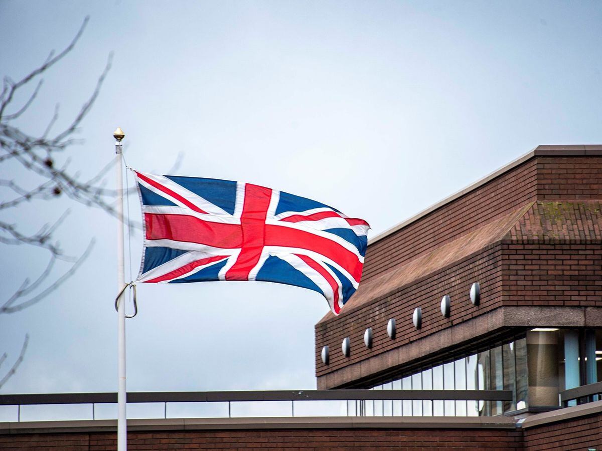 The Union Flag flying outside Wolverhampton Civic Centre today. Image: Wolverhampton Council